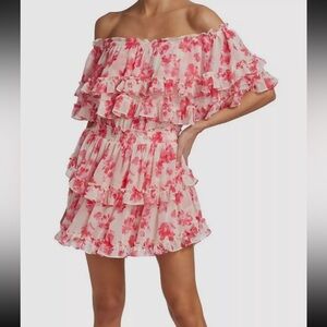 Brand new MISA LA floral mini dress off shoulder